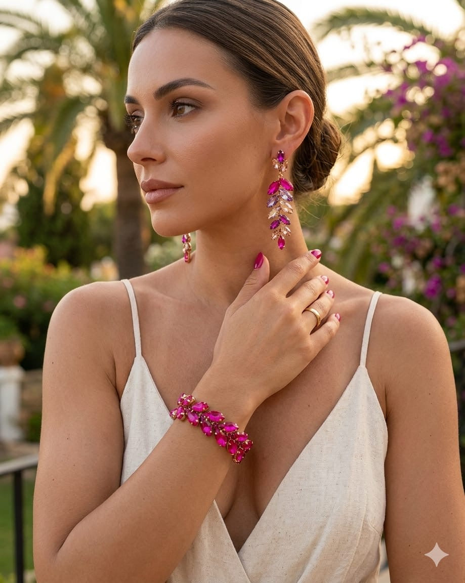 Orecchini & Bracciale Sfumato Fucsia