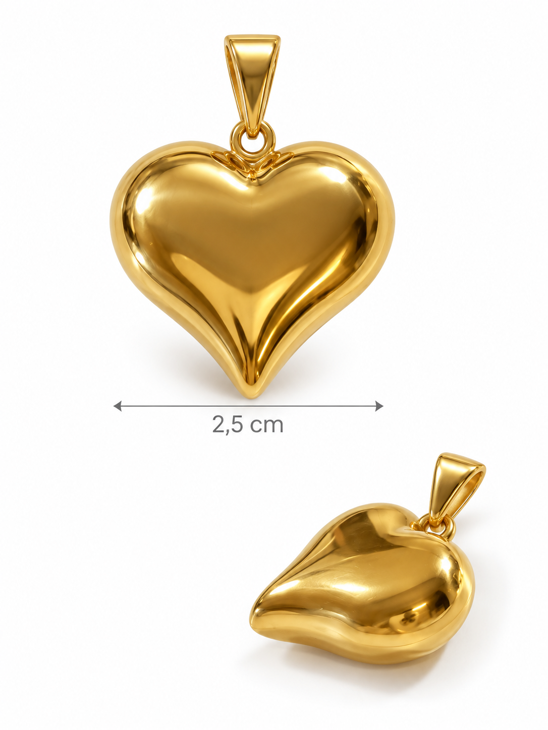 CIONDOLO Cuore Bombato 2,5 cm Incisione Inclusa