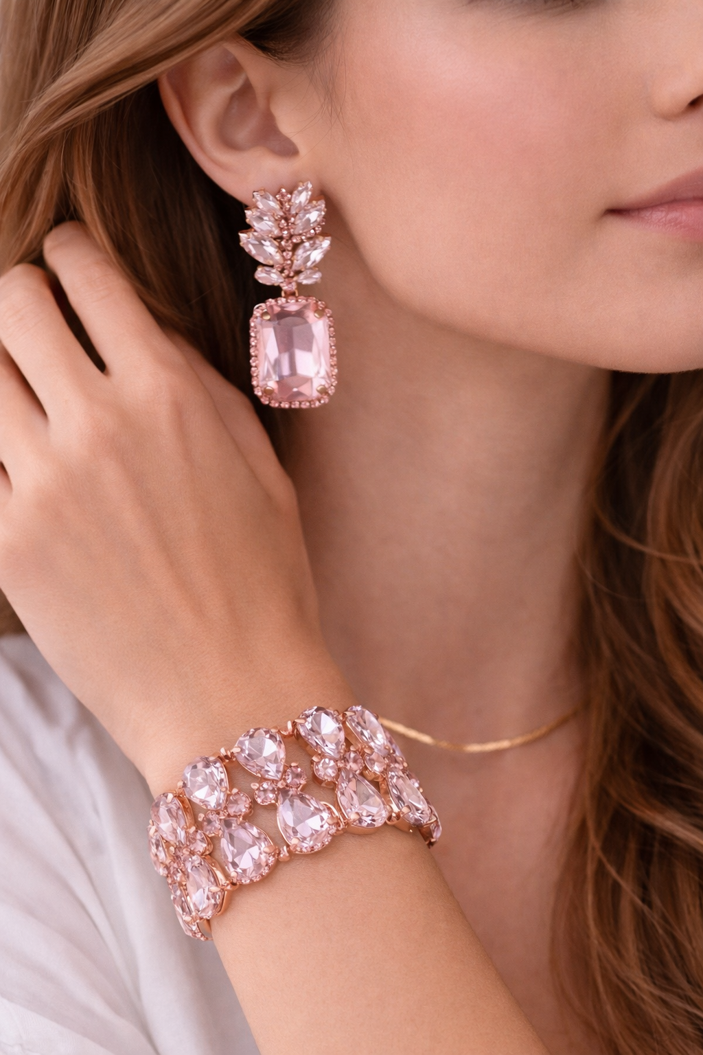 Orecchini& Bracciale Luxury Pink