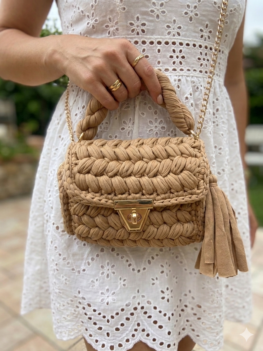 Borsa Fettuccia Crochet