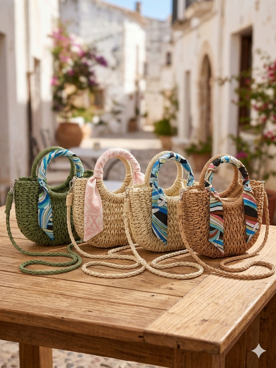 Borsa Rafia Foulard