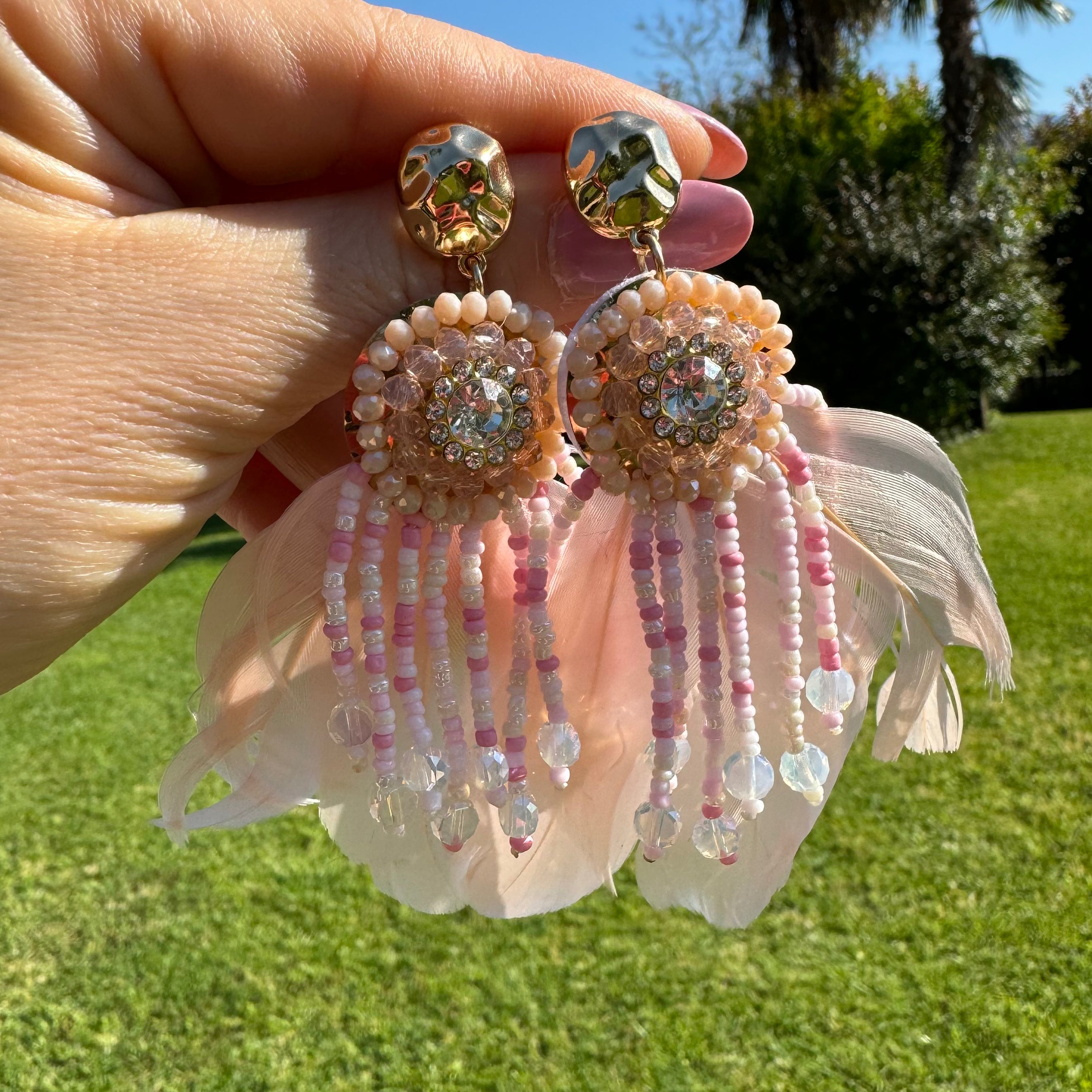 Orecchini Piuma & Cristalli