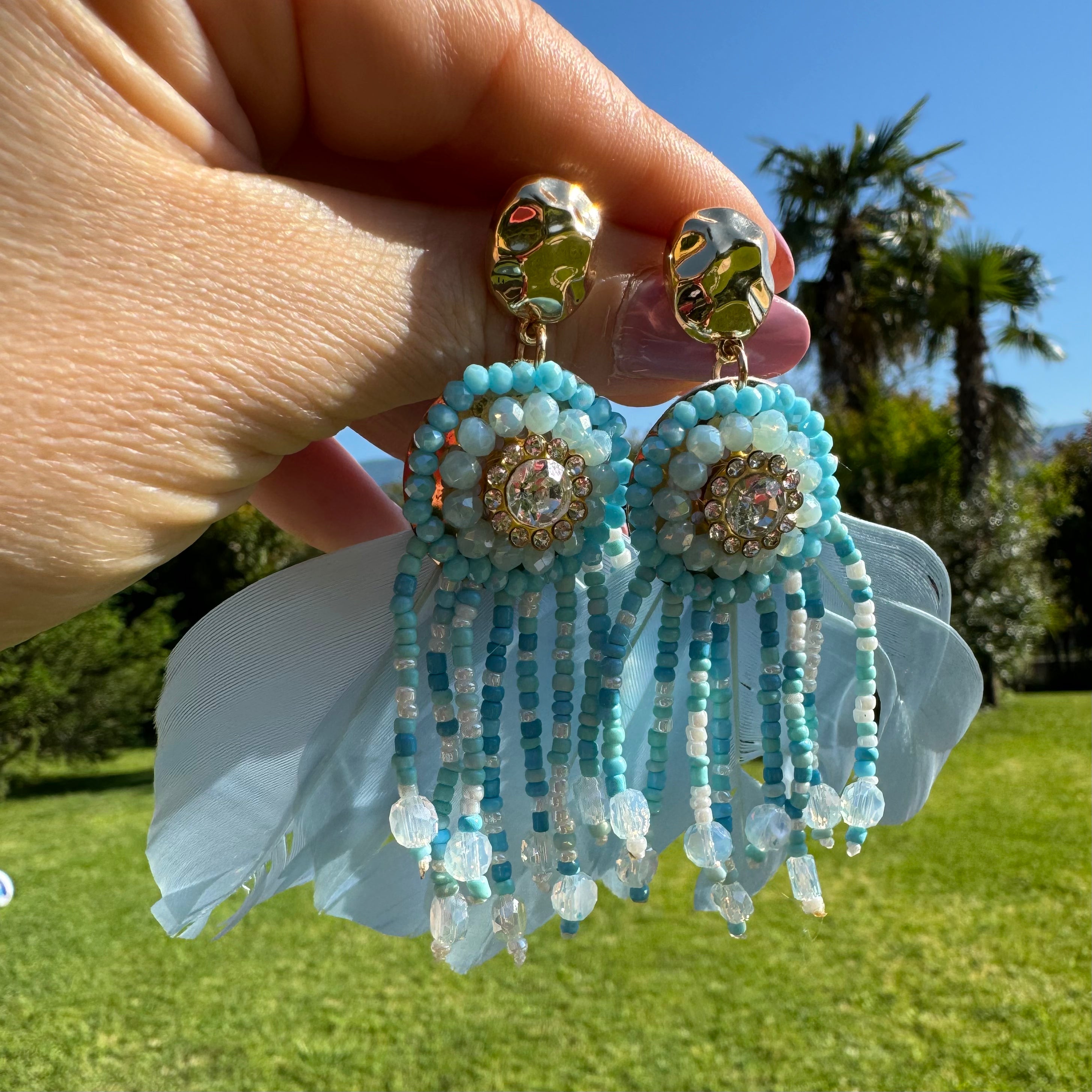 Orecchini Piuma & Cristalli