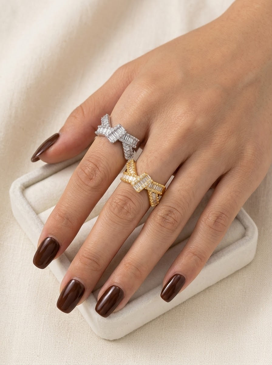 Anello Fiocco Baguette
