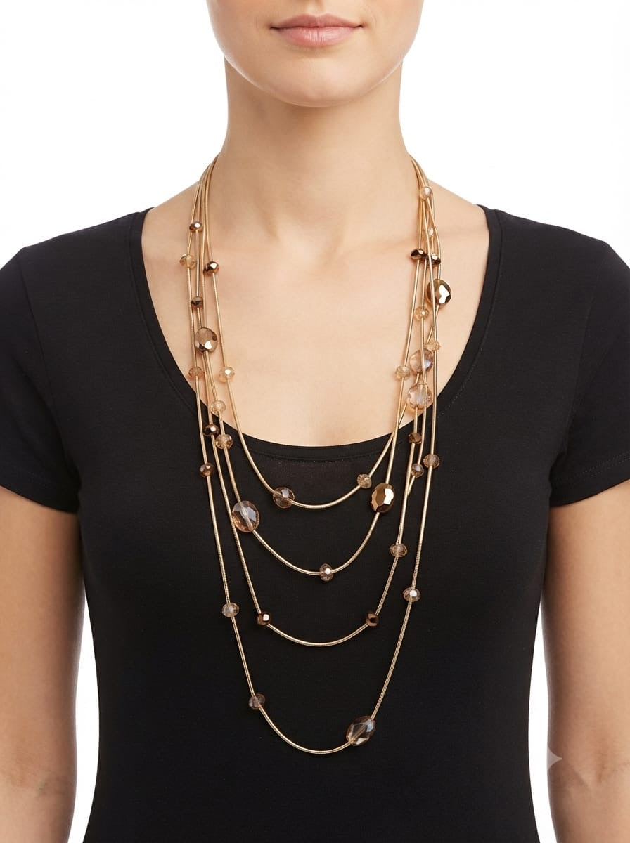 Collana Multifili Cristalli Brown
