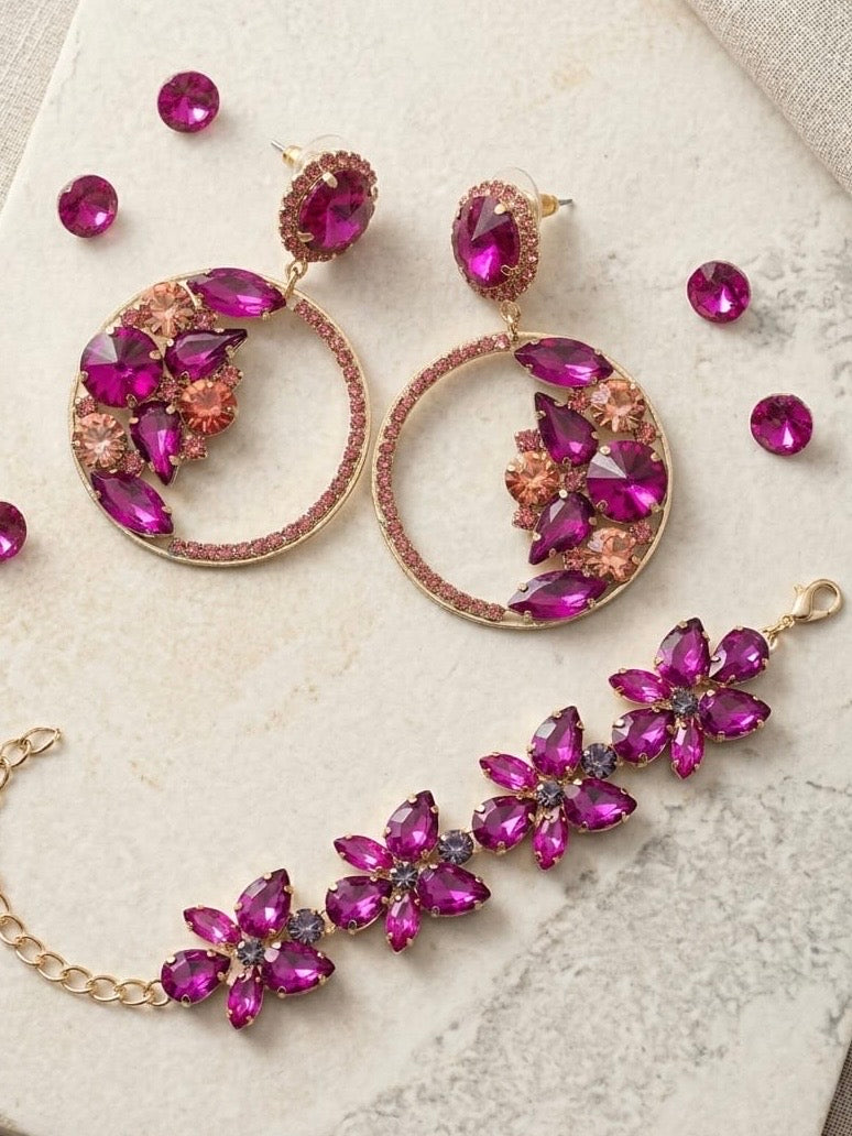 Orecchini & Bracciale Fucsia