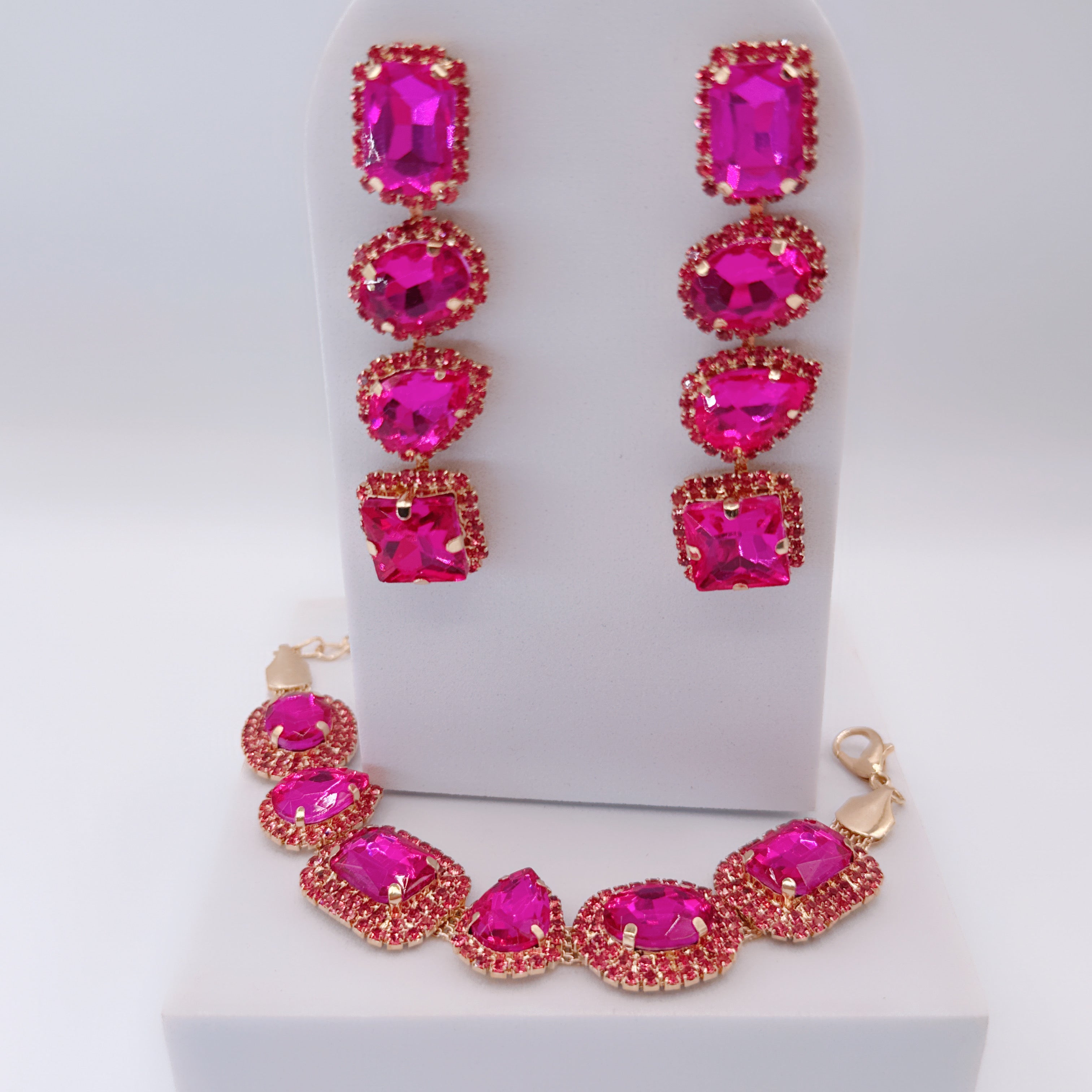 Orecchini & Bracciale Luxury Fucsia