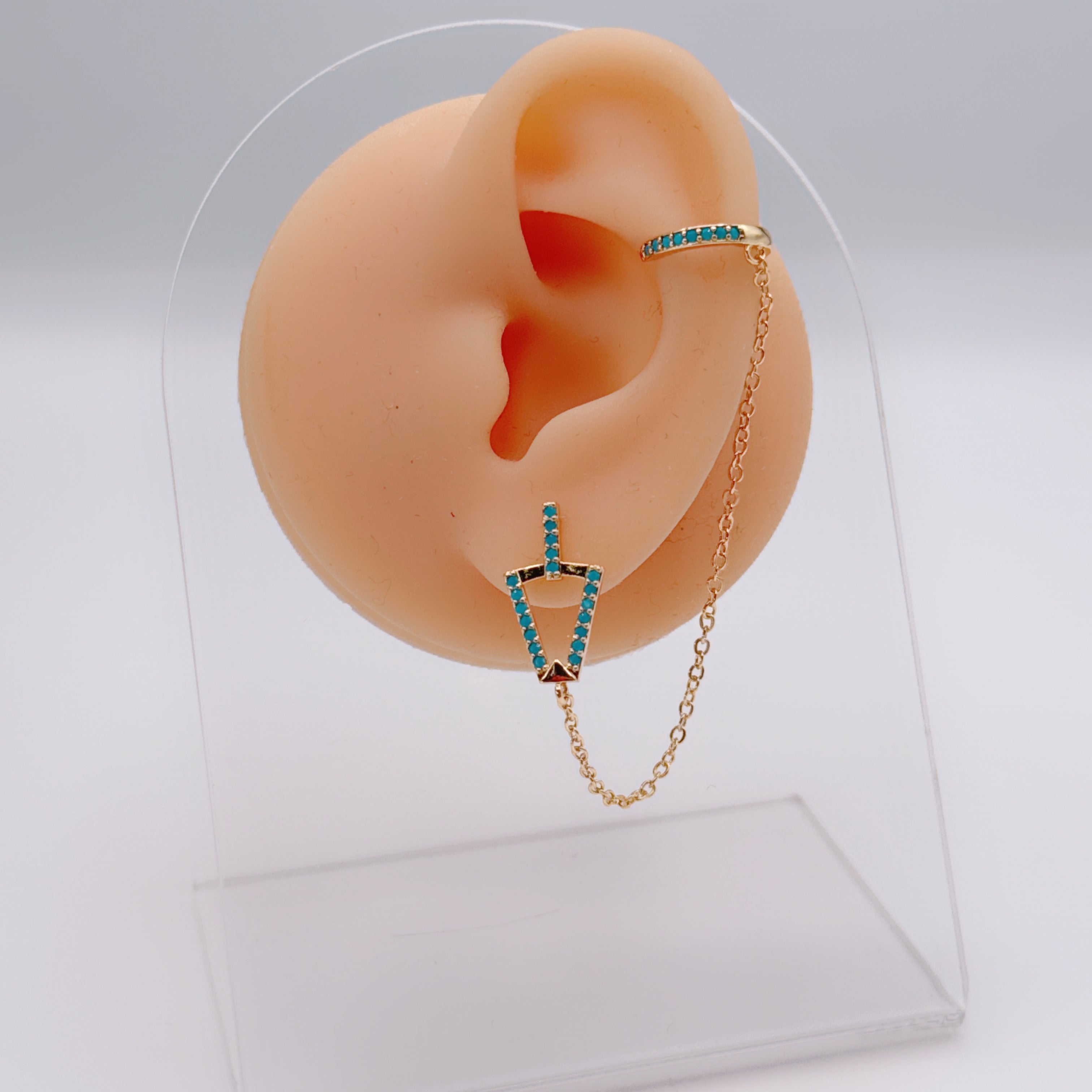 Earcuff Double Zirconi Turchese