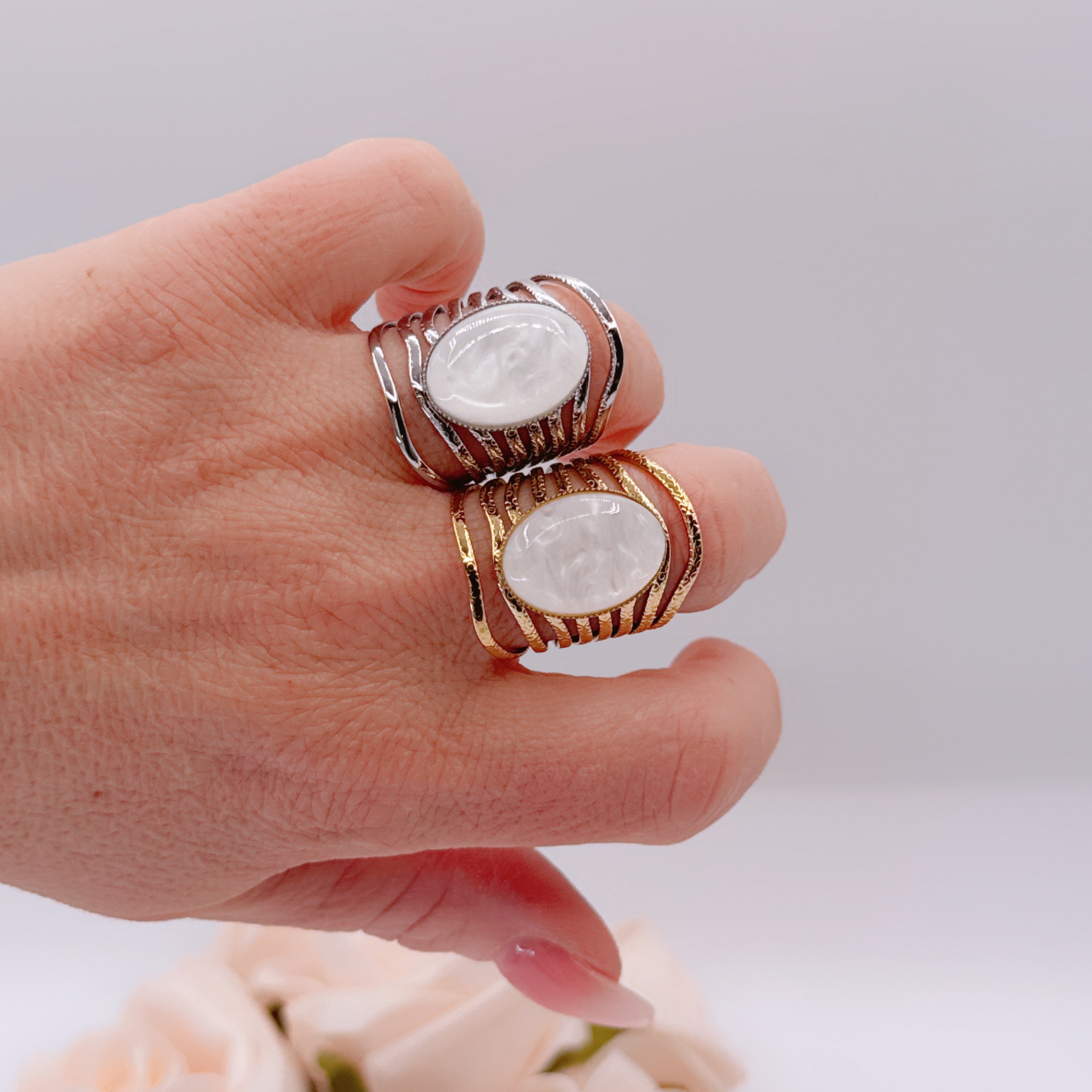 Anello Intrecci Madreperlato