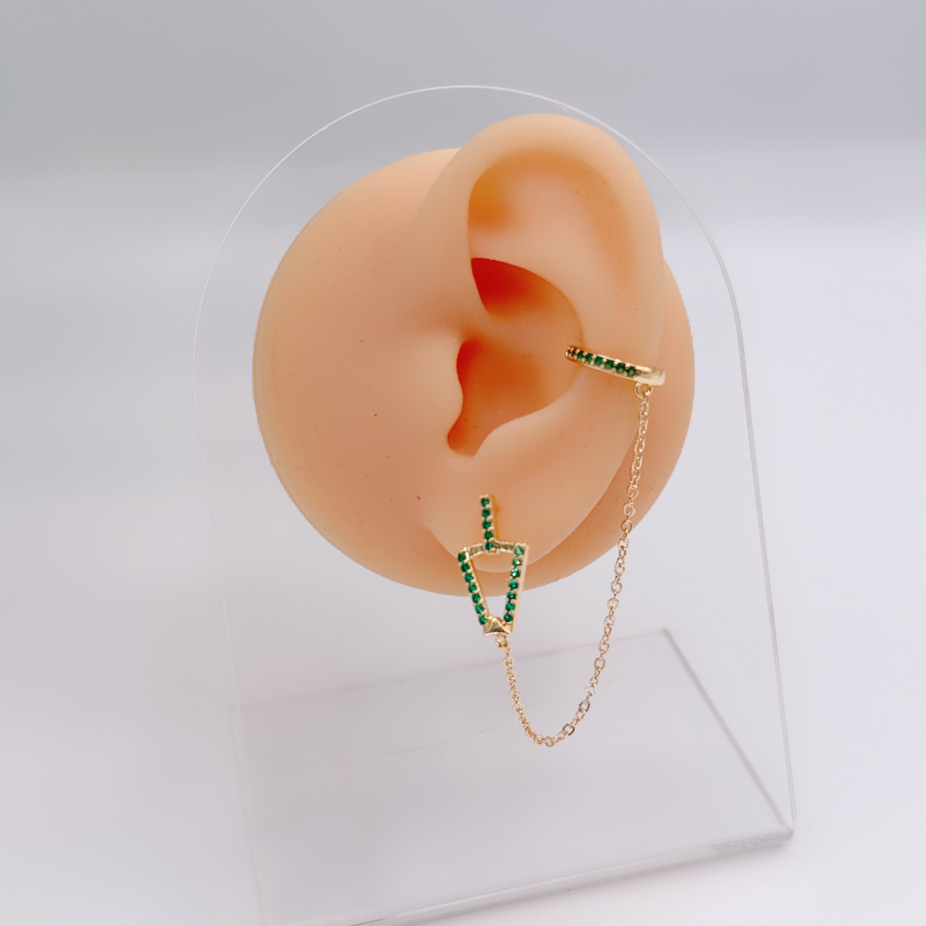 Earcuff Double Zirconi Smeraldo