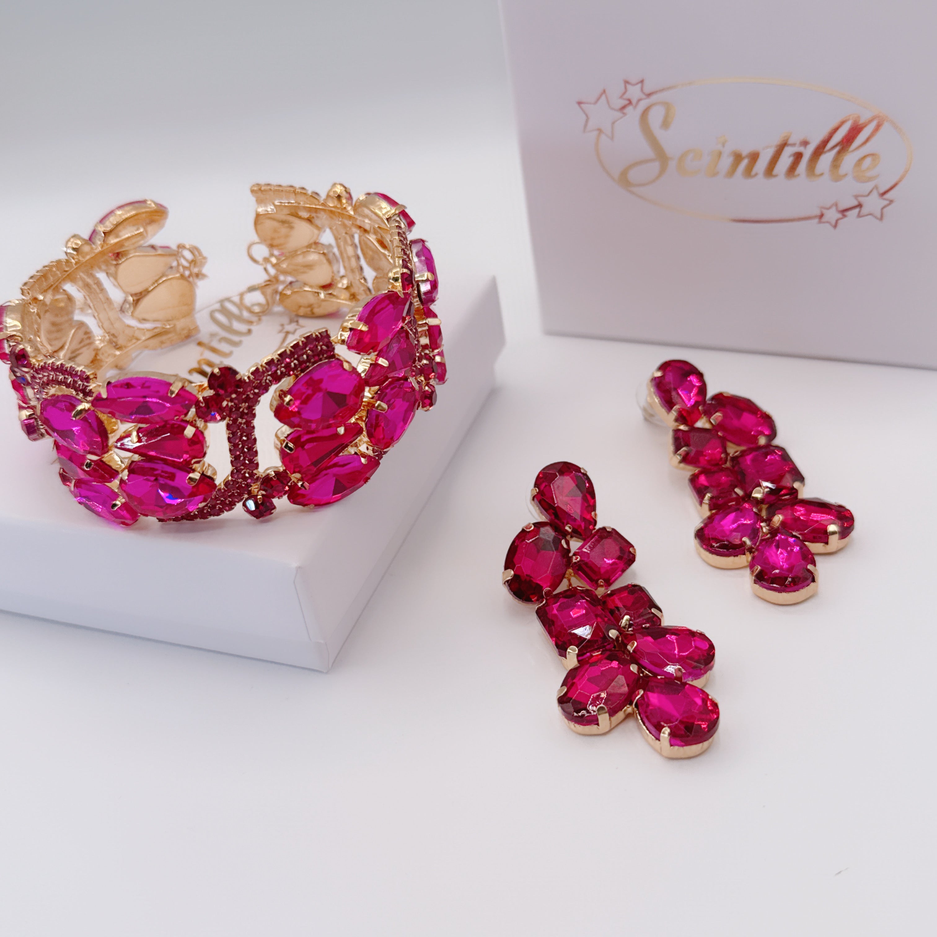 Orecchini & Bracciale Luxury Fucsia