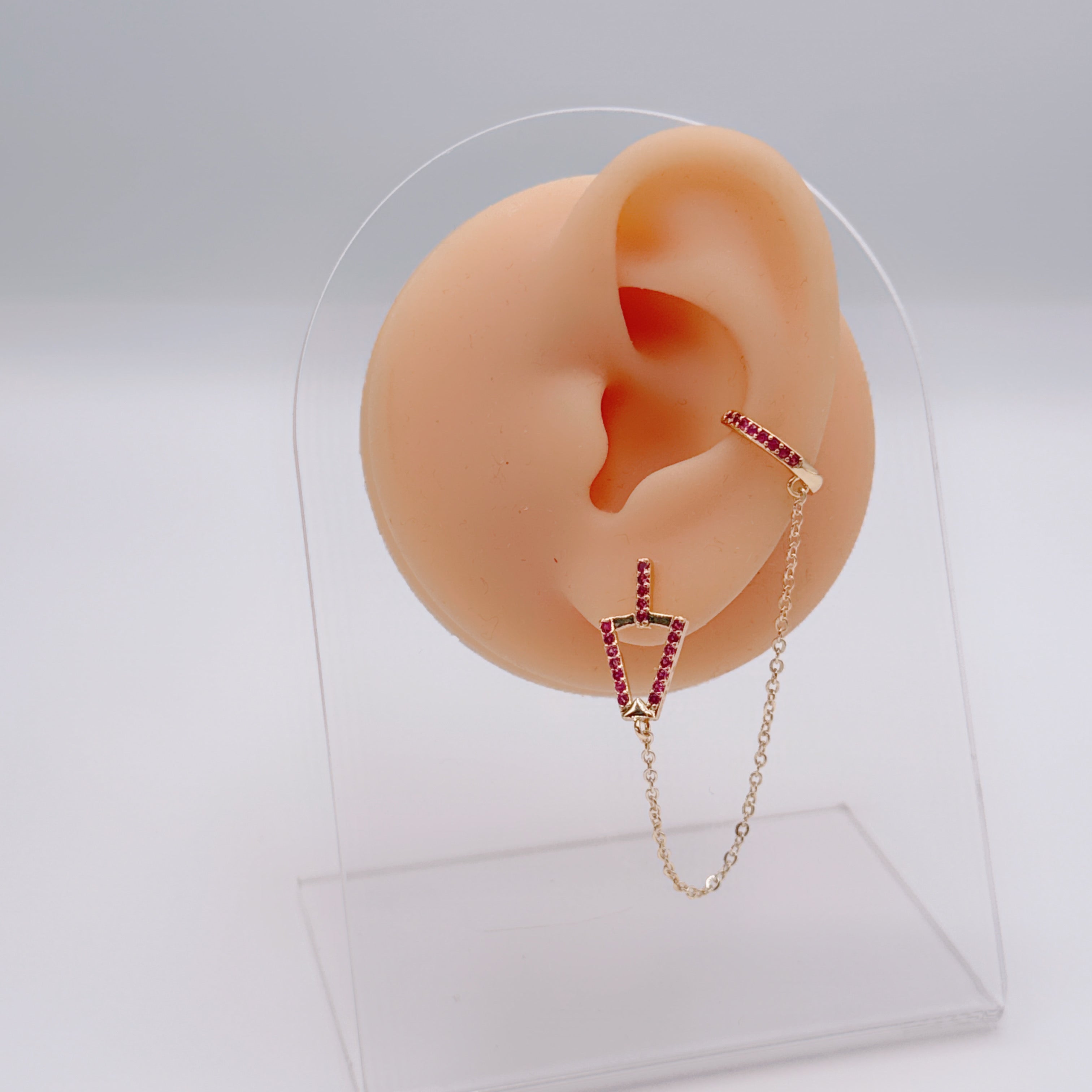 Earcuff Double Zirconi Fucsia