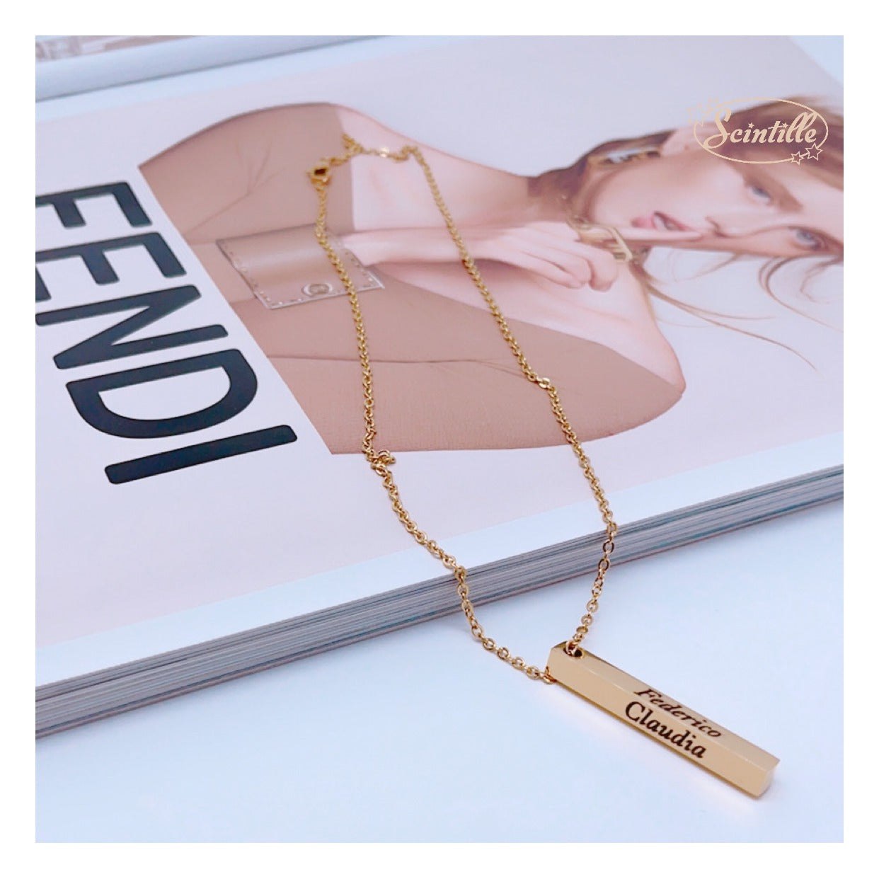 Collana Barretta a 4 Incisioni - SCINTILLE ACCESSORI MODA