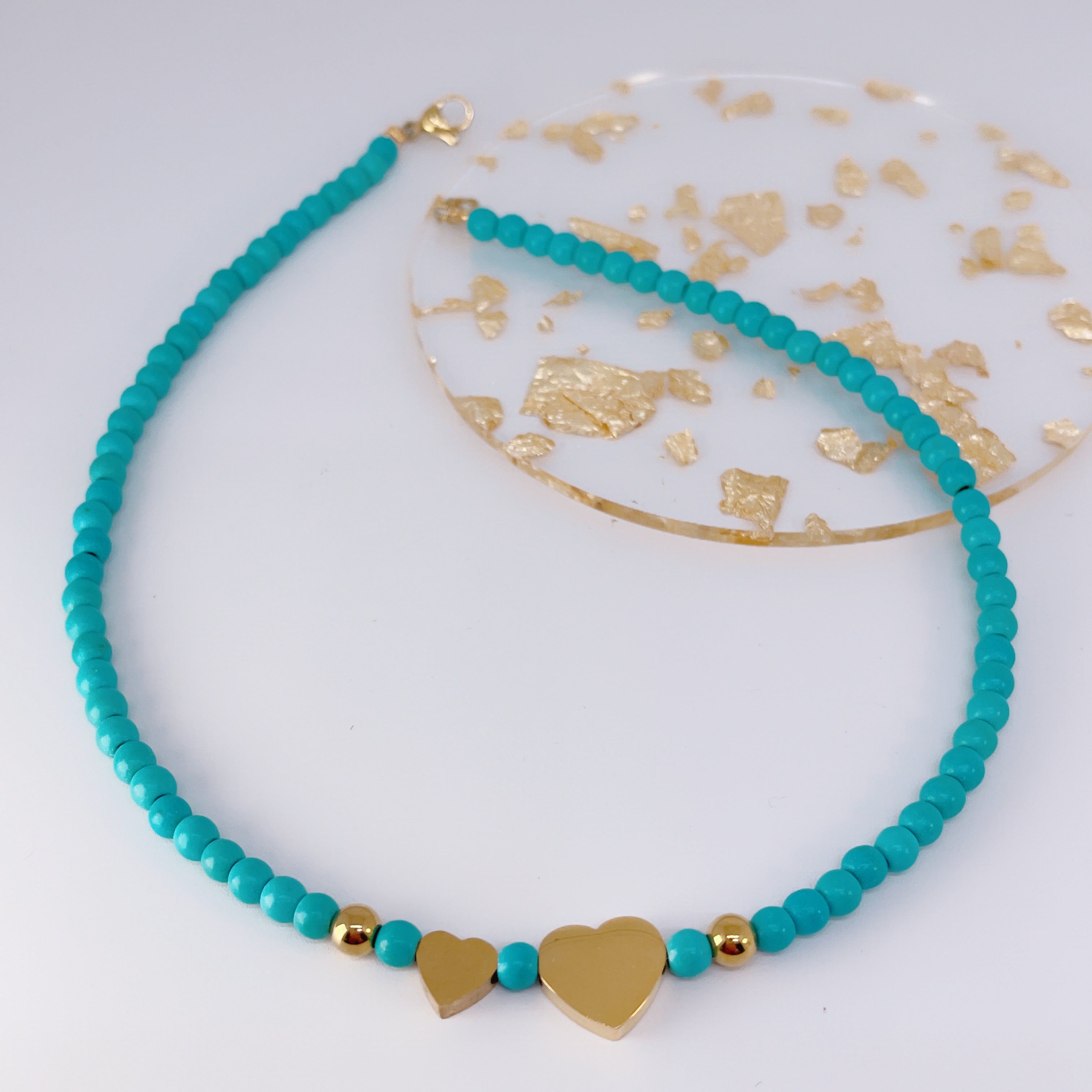 Collana Pasta Turchese Love Gold - SCINTILLE ACCESSORI MODA