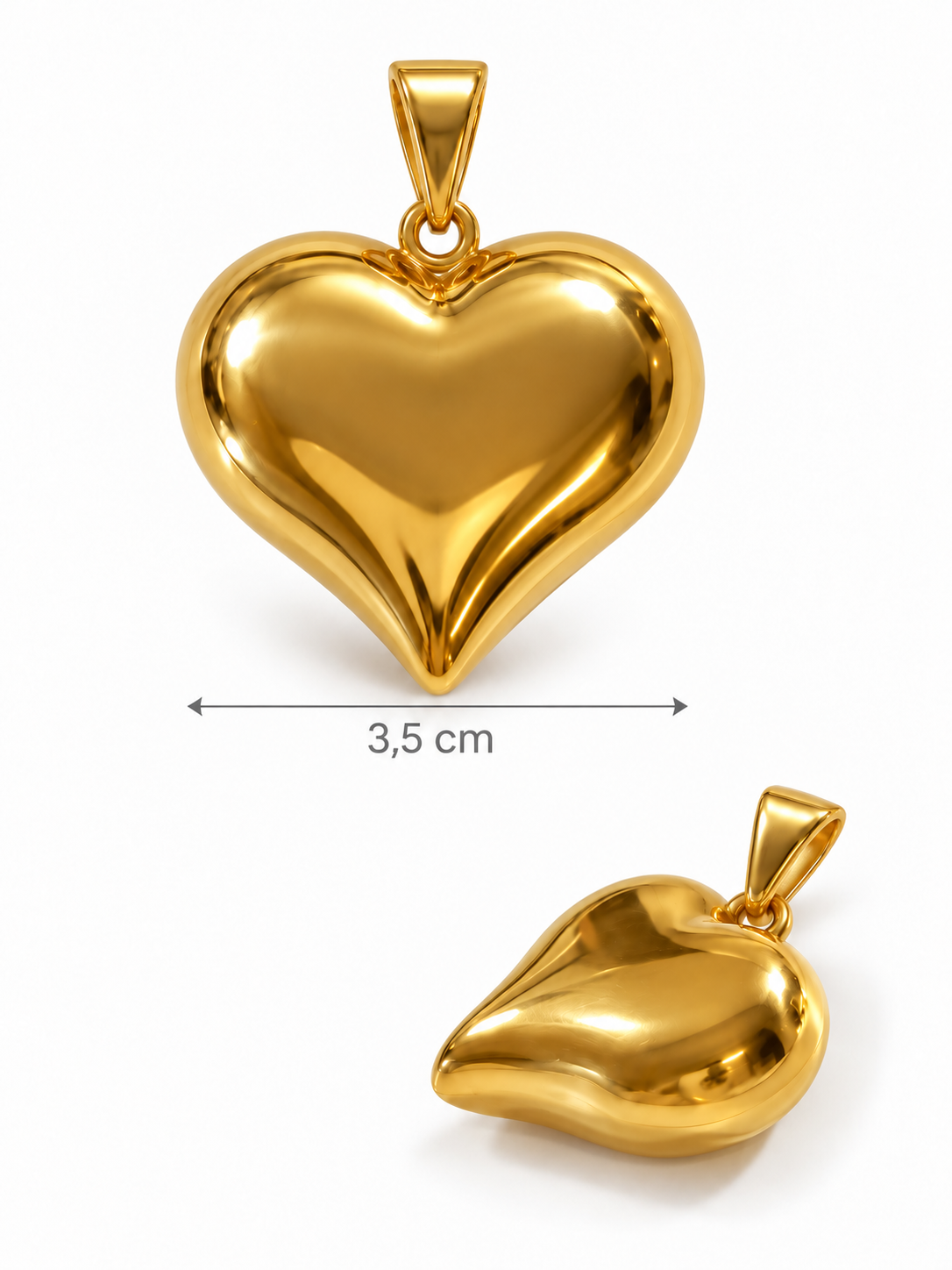 CIONDOLO CUORE BOMBATO 3,5 cm Incisione Inclusa