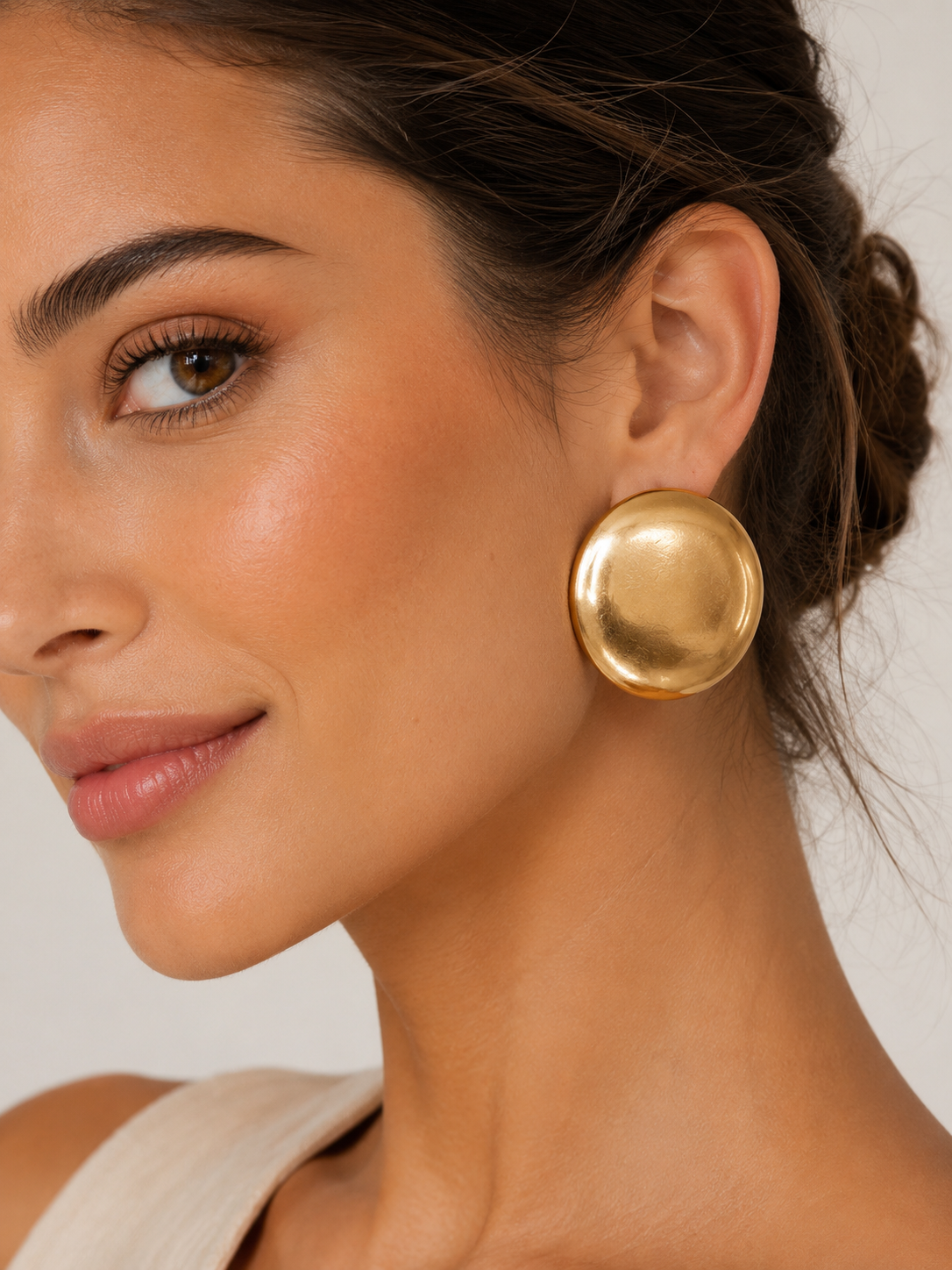 Orecchini Maxi Bottone Gold