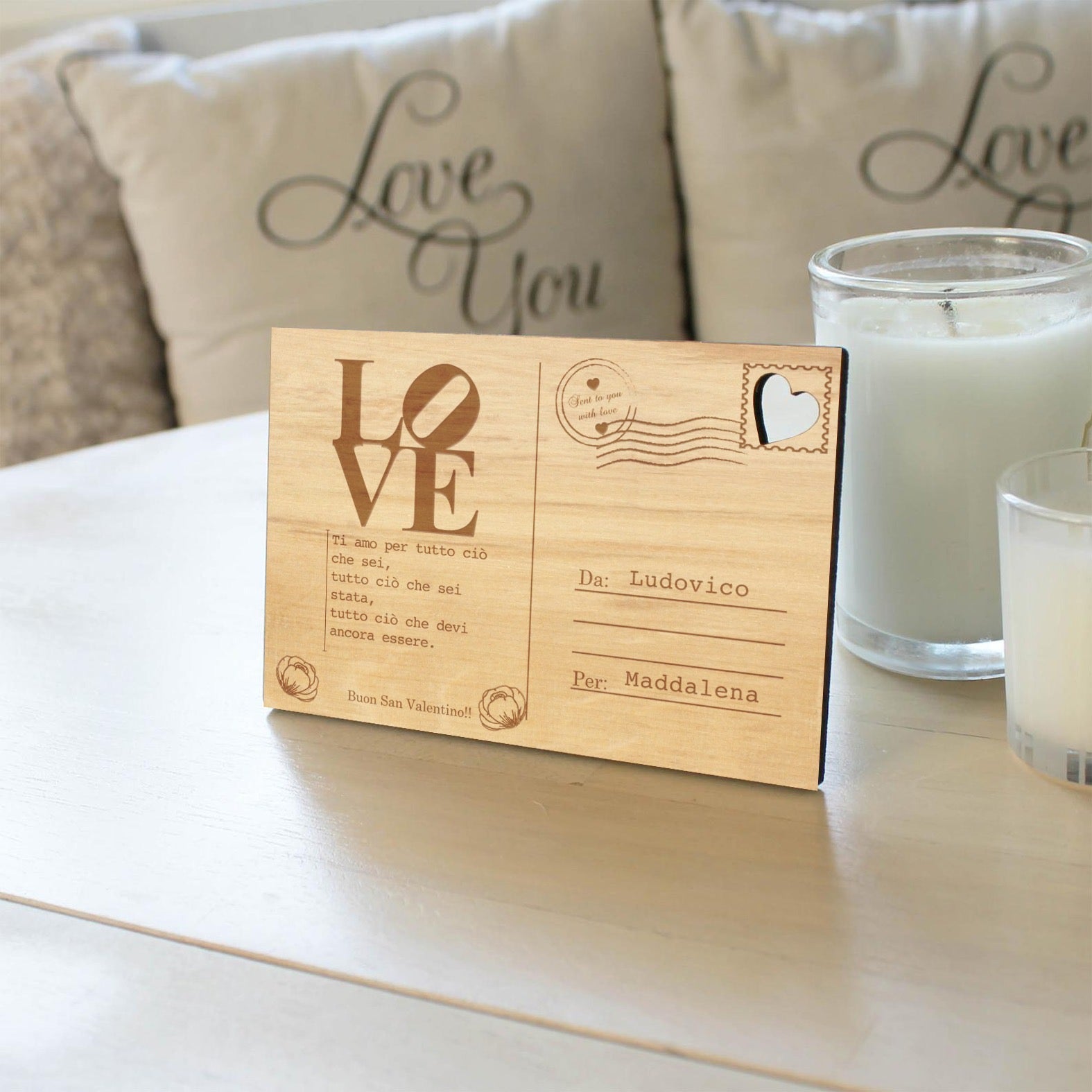 Cartolina Legno Personalizzata LOVE