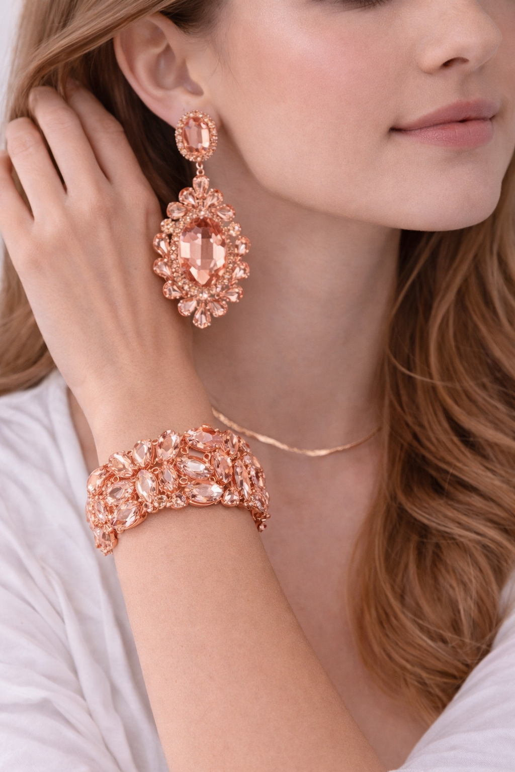 Orecchini & Bracciale Luxury Cipria