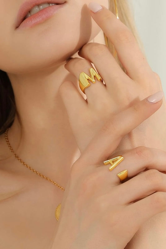 Anello Acciaio GOLD Lettera