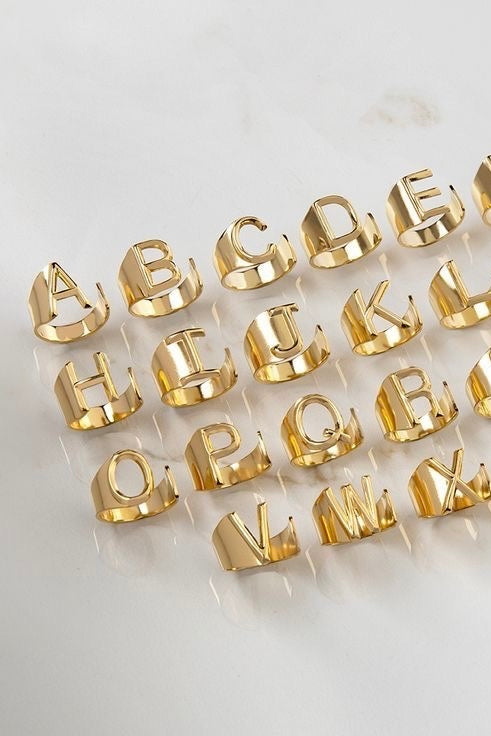 Anello Acciaio GOLD Lettera