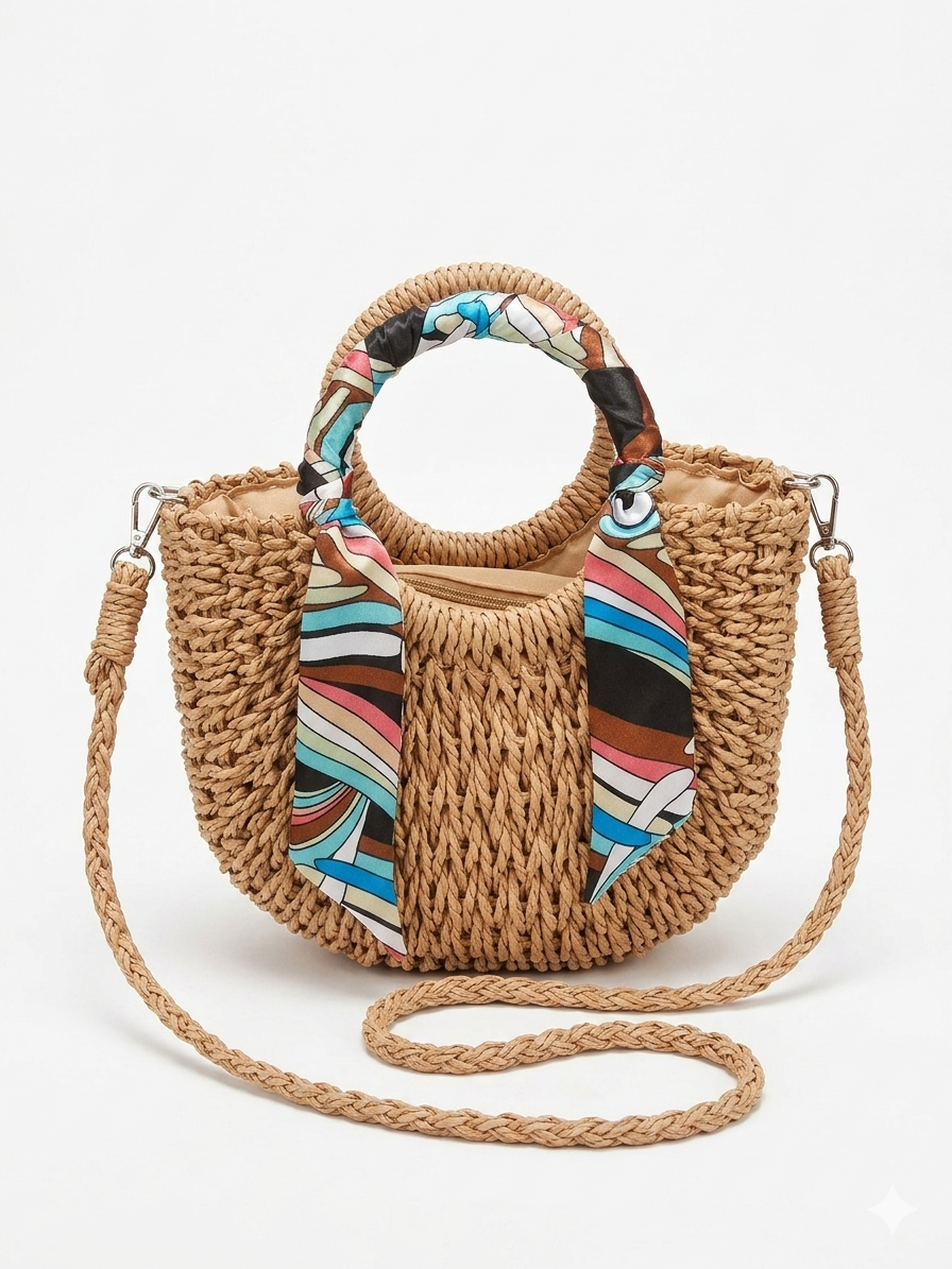 Borsa Rafia Foulard