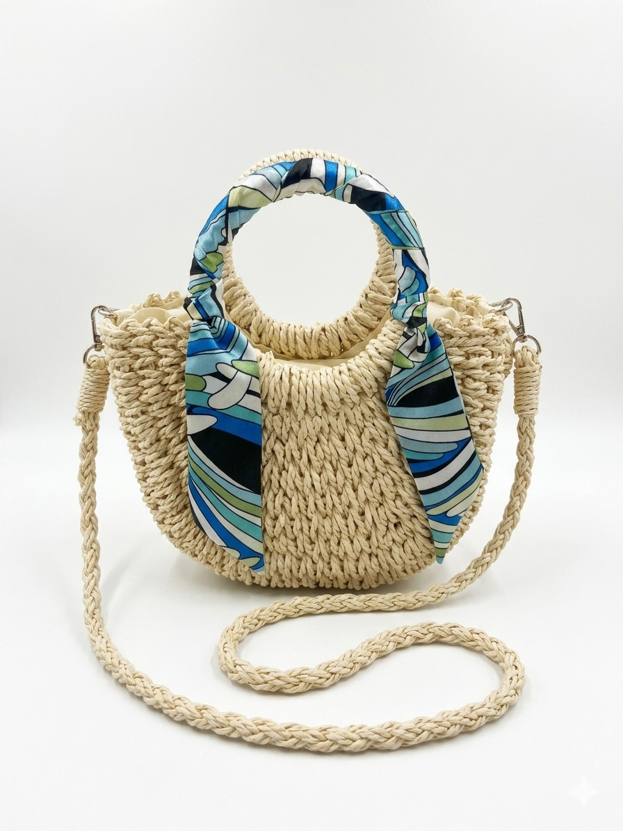 Borsa Rafia Foulard