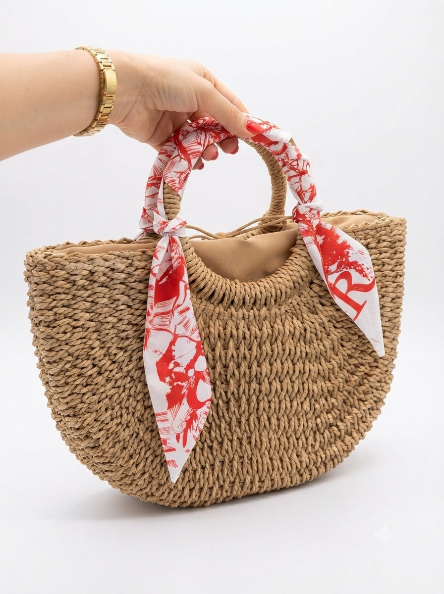 Borsa Rafia Manico Paglia