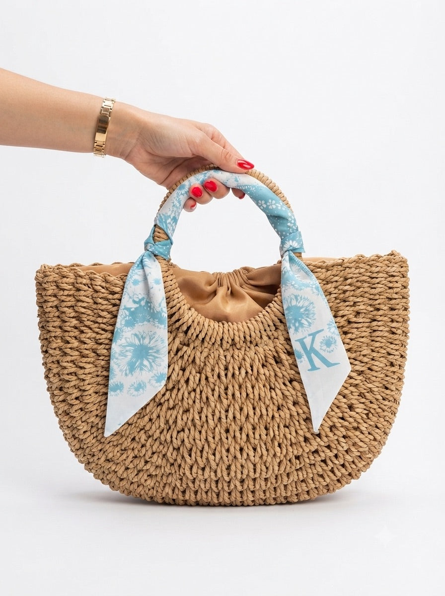Borsa Rafia Manico Paglia