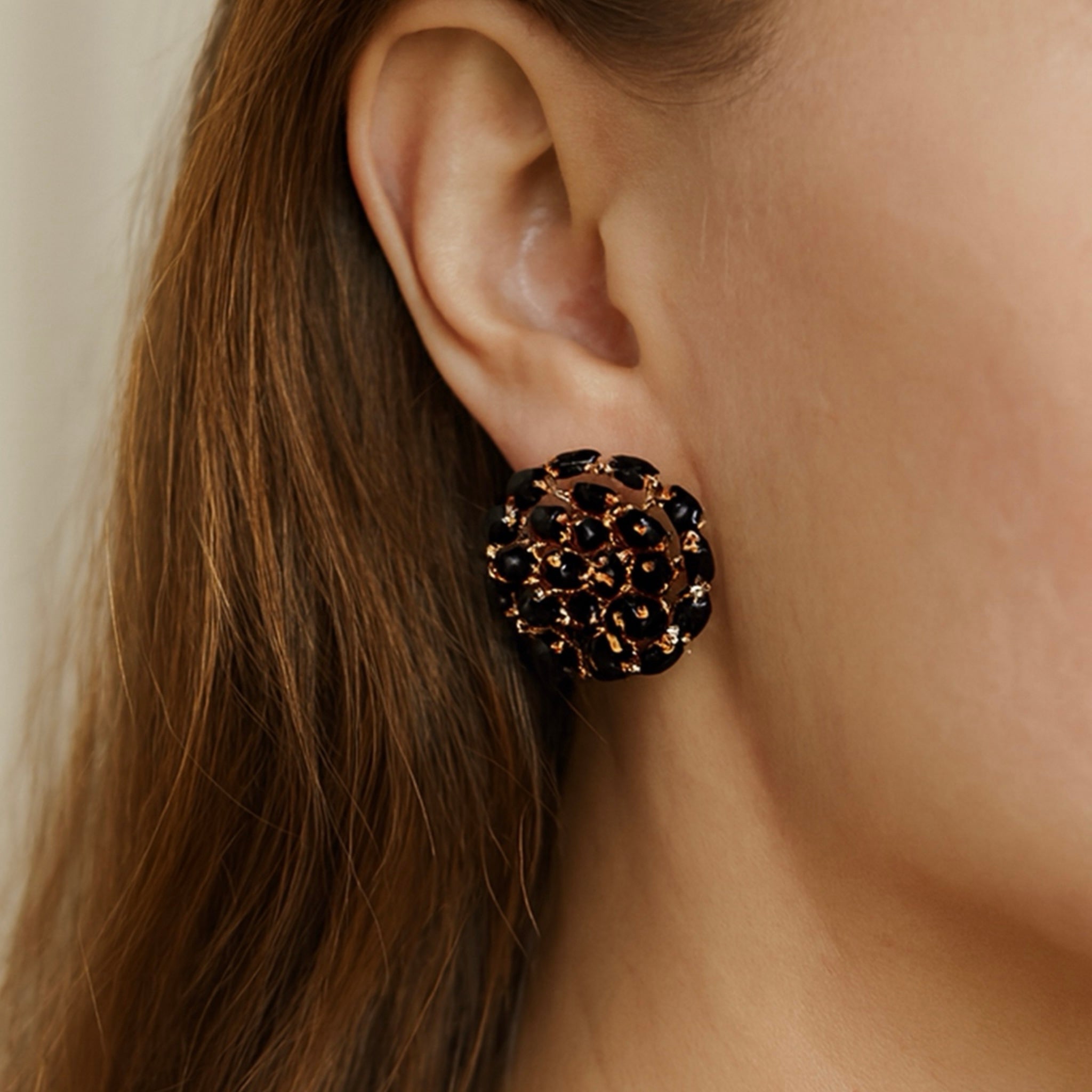 Orecchini Bottone Lusso Black