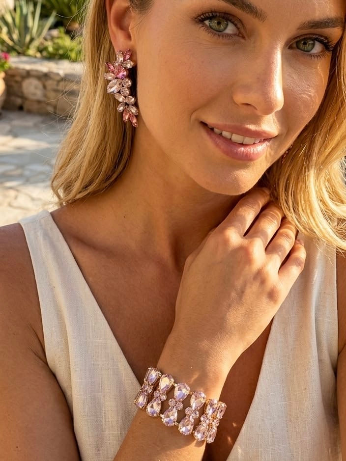 Orecchini & Bracciale Rosa Sfumato
