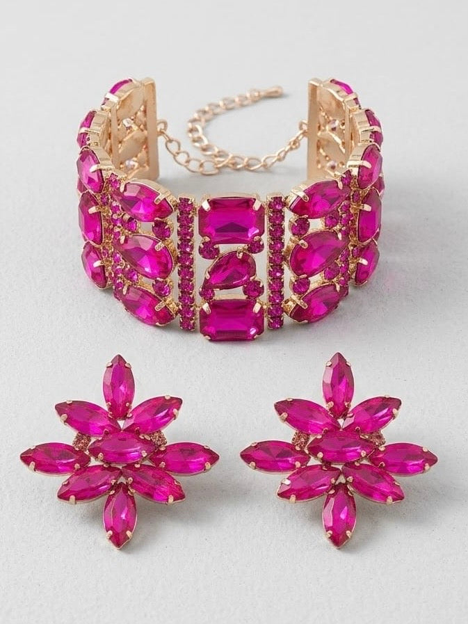 Orecchini & Bracciale Fucsia