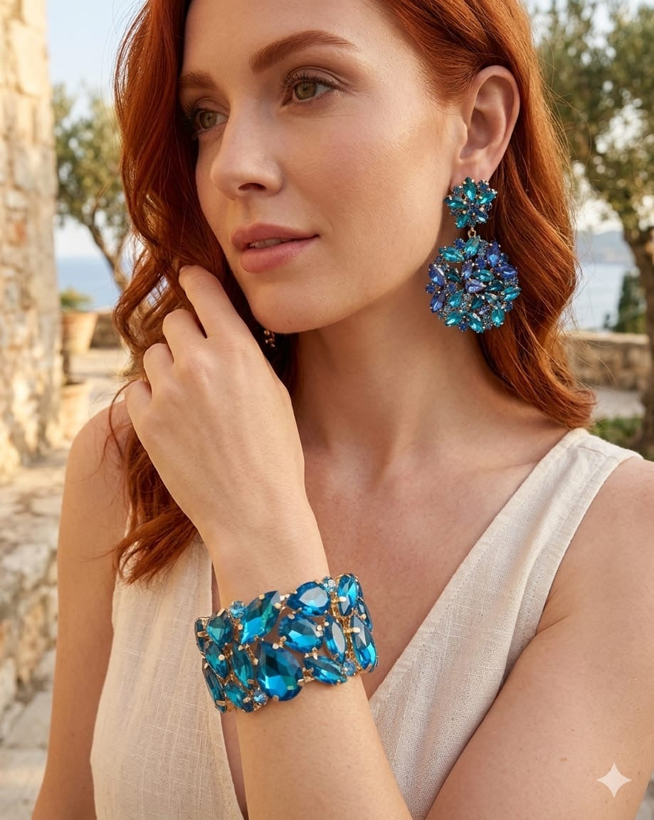 Orecchini & Bracciale Blu Cobalto/TURCHESE
