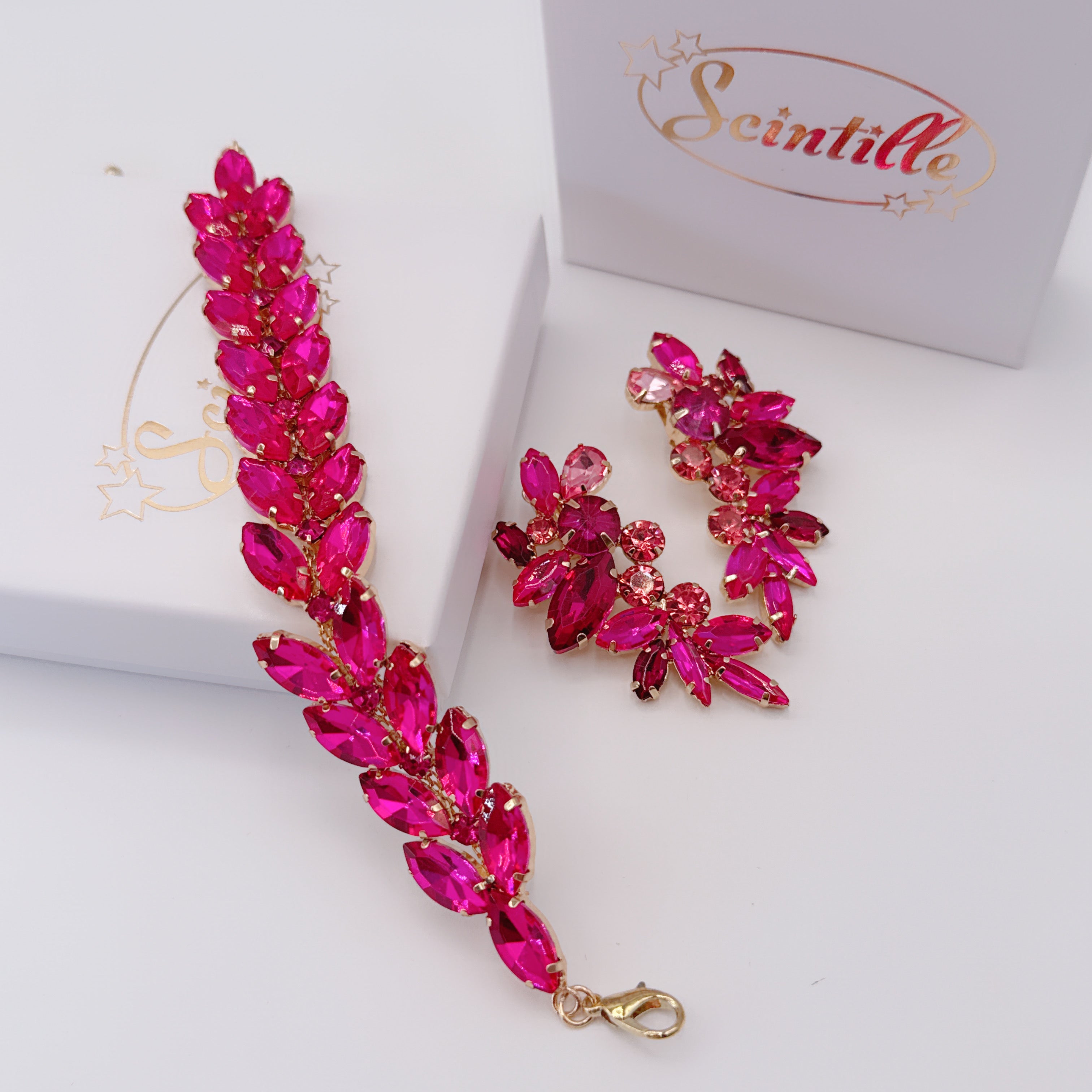 Orecchini & Bracciale Luxury Fucsia