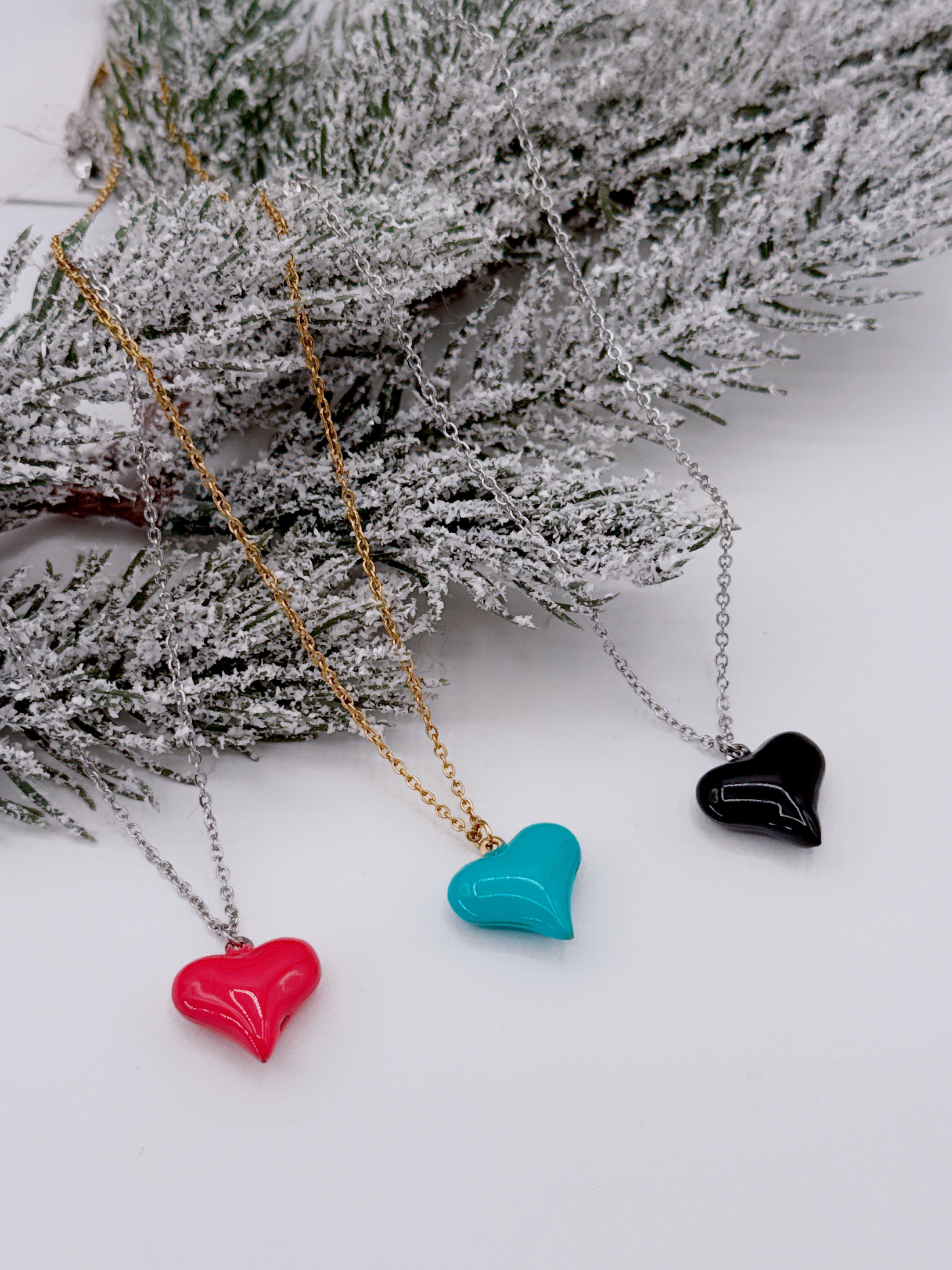 Collana Cuore Smaltato Steel