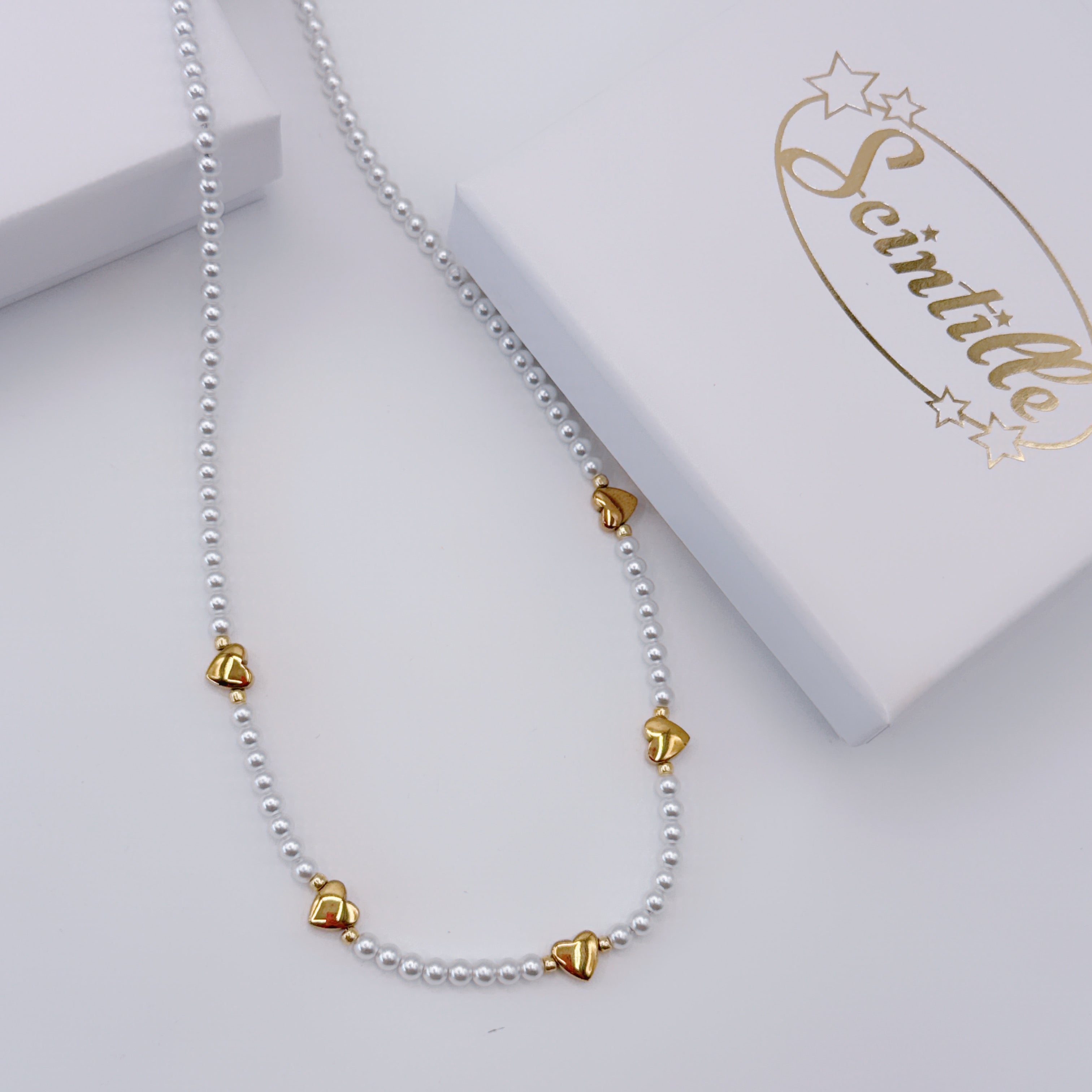 Collana Perline & Cuoricini