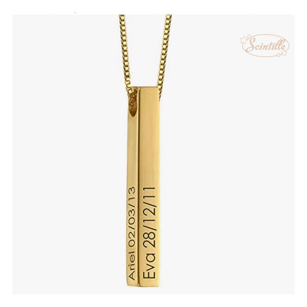 Collana Barretta Incisioni Nome e Data - SCINTILLE ACCESSORI MODA