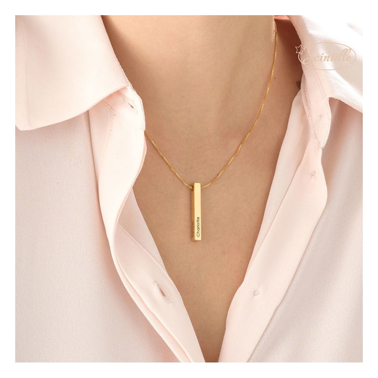 Collana Barretta a 3 Incisioni - SCINTILLE ACCESSORI MODA