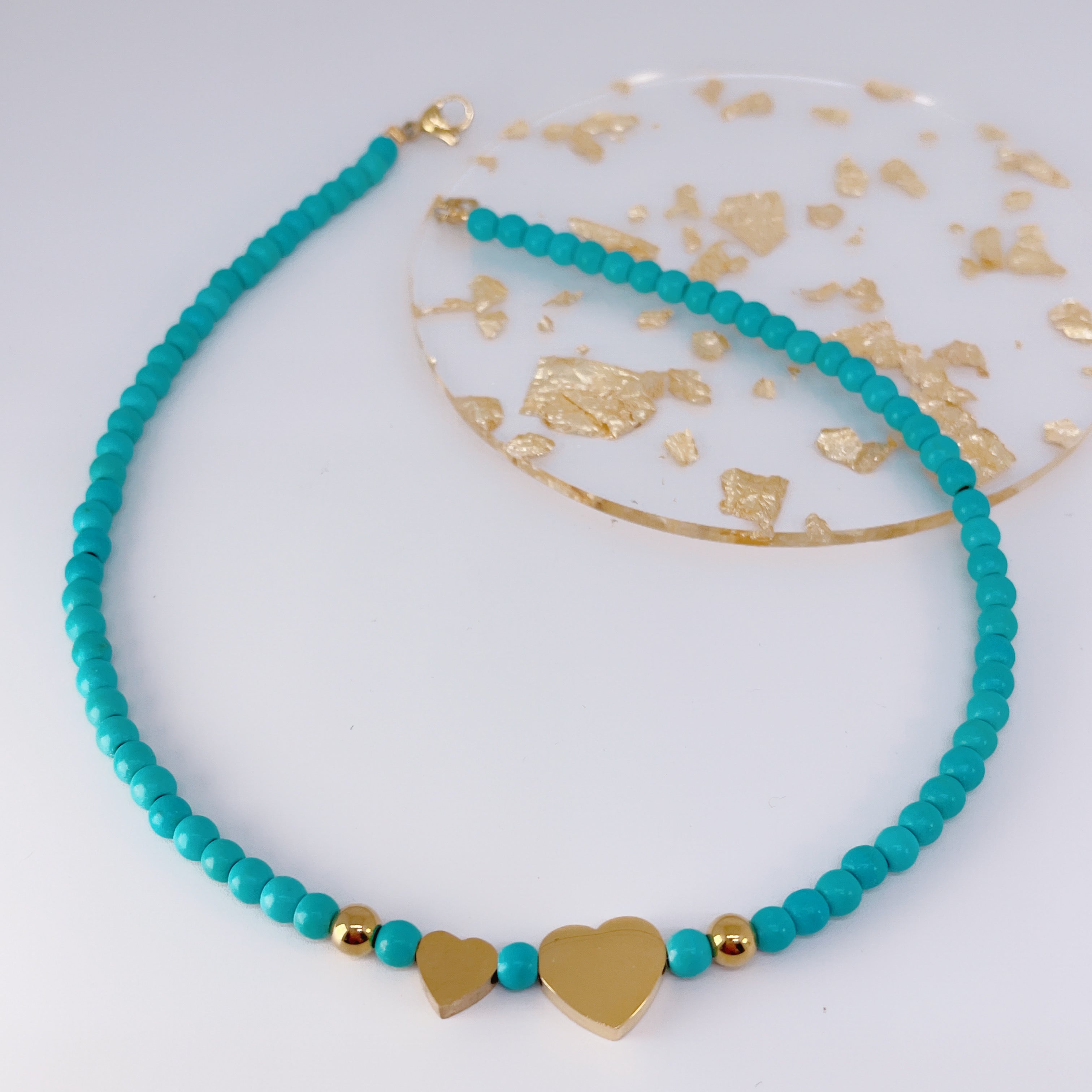 Collana Pasta Turchese Love Gold