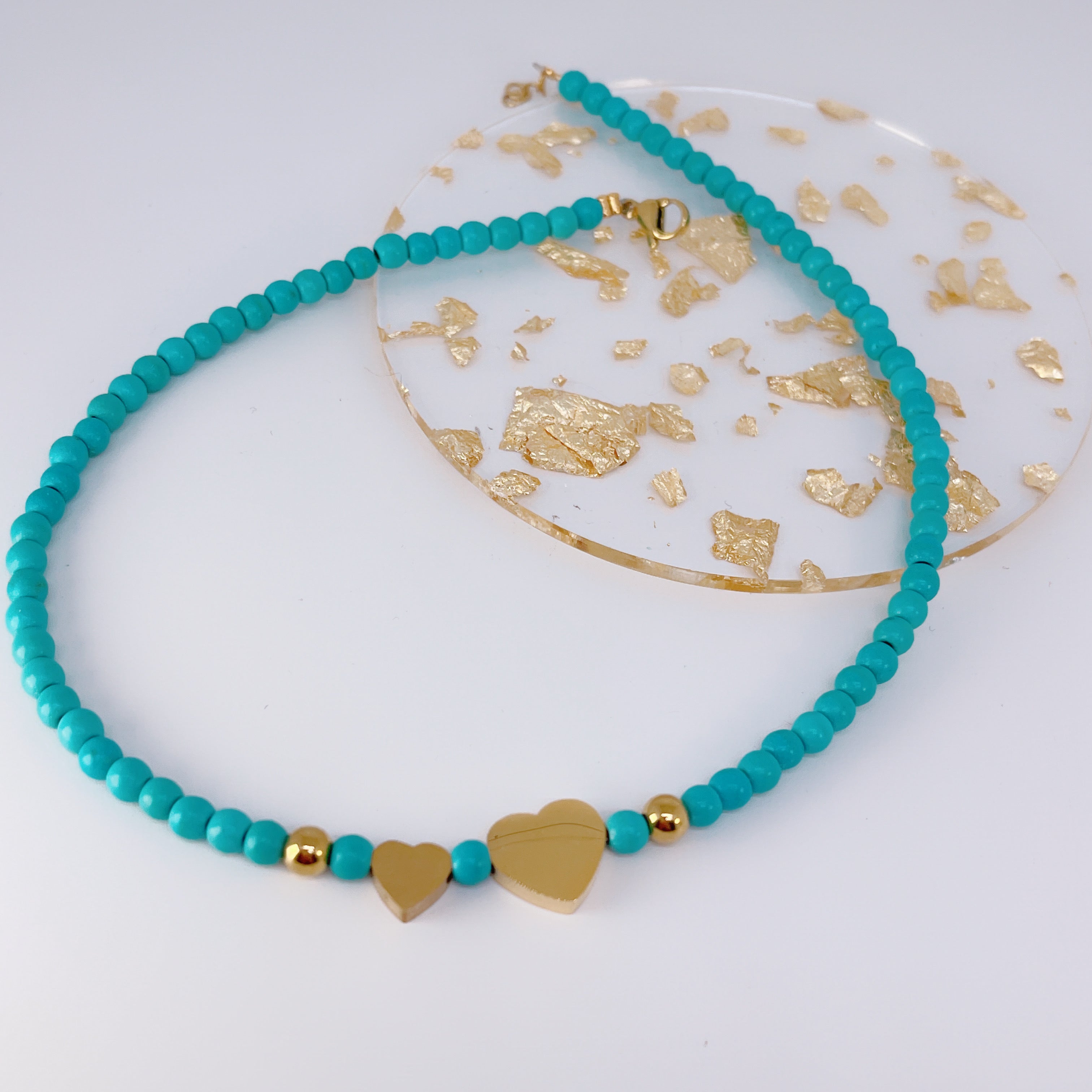 Collana Pasta Turchese Love Gold